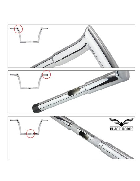 Guidon Monkey Ape Hanger Précablé Harley Touring - Chrome